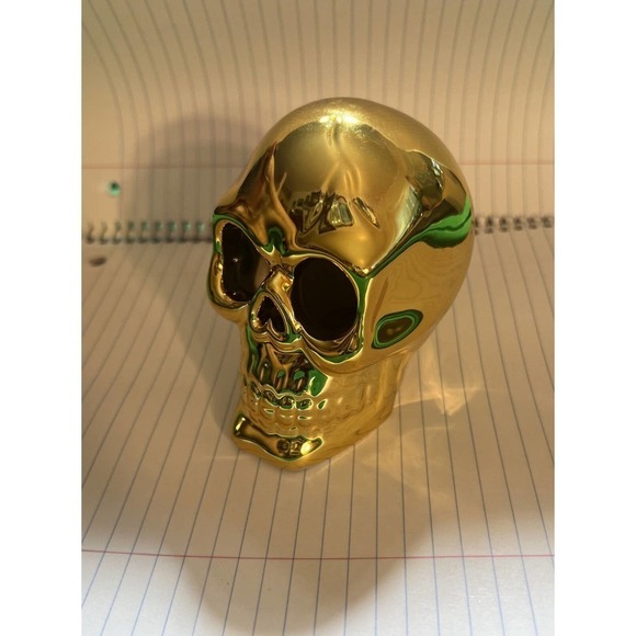 Porcelain Reflective Gold Colored‎ Skull - Picture 3 of 6